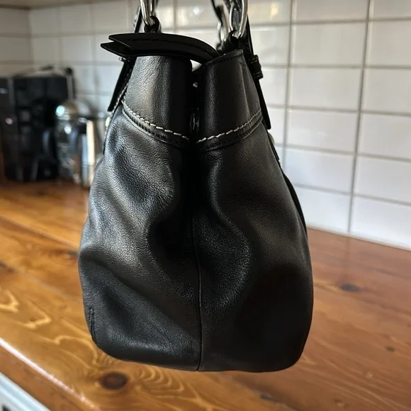 Coach Soho Black Pleated Leather Satchel - Picture 6 of 16